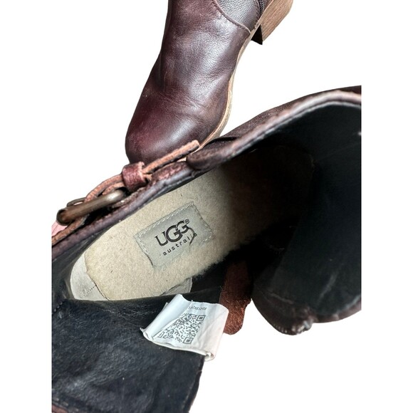 Ugg Volta Brown Leather Ankle Booties Size 8 - Picture 4 of 6